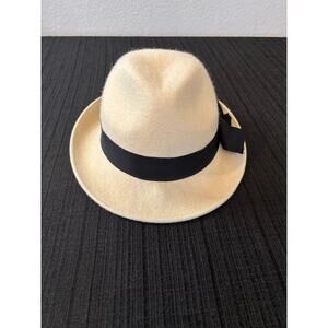 Cream Wool Fadora with Black